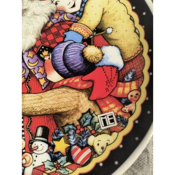 Mary Engelbreit Christmas Decorative Plate Santa & Kids 1990s Collectible Holida - Picture 2 of 6
